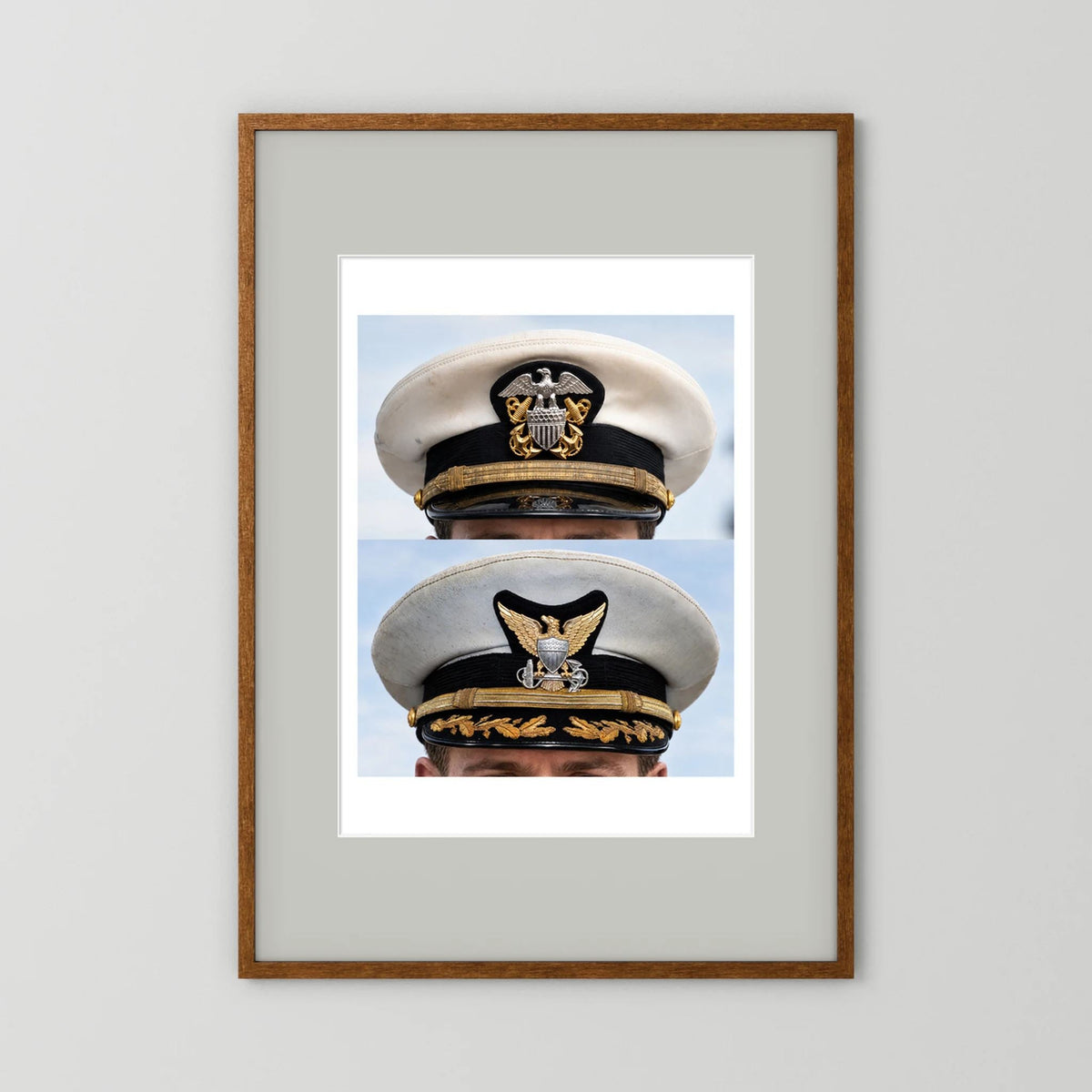 Composite image showing US Navy WWII & US Coast Guard Commander Post WWII Visor Caps
