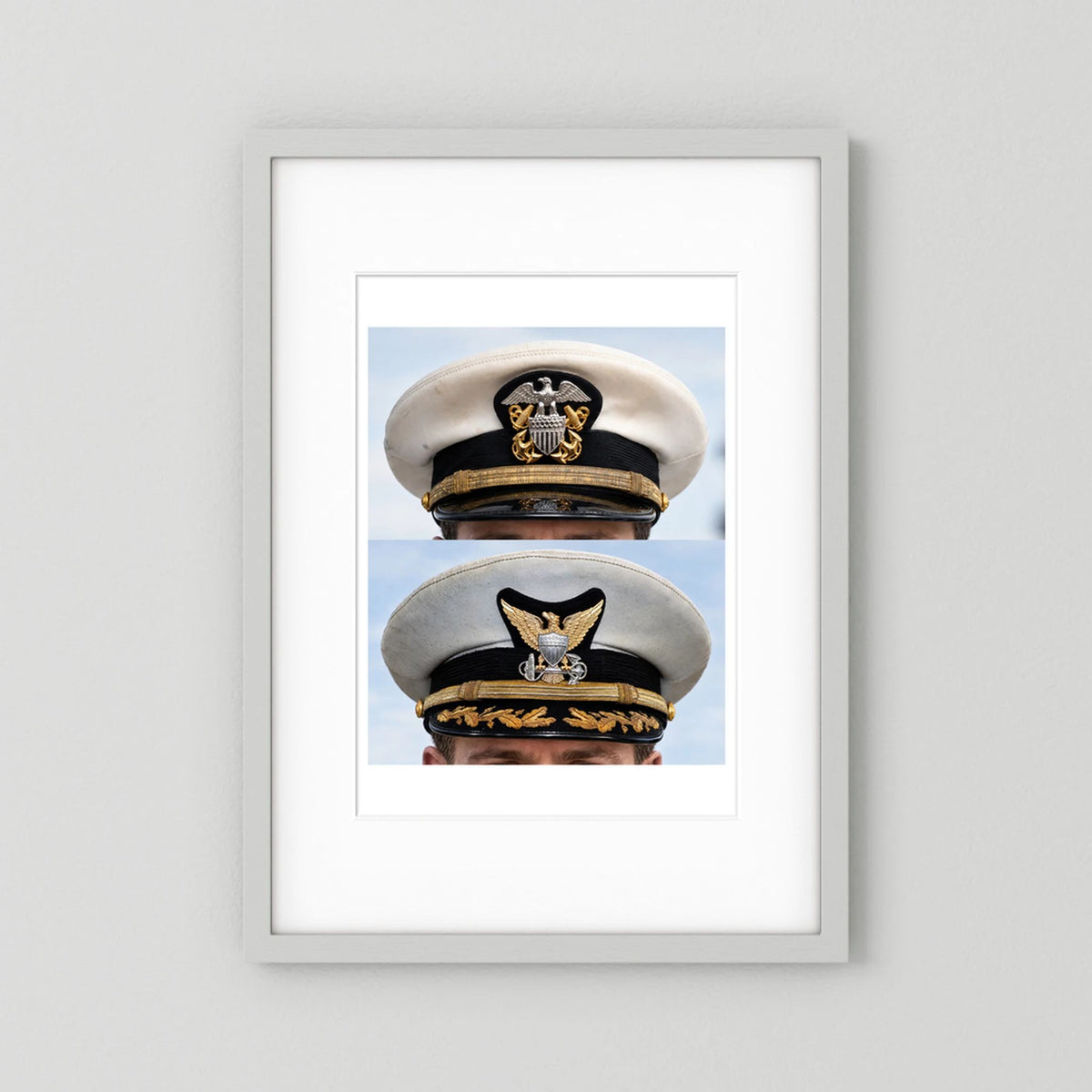 Composite image showing US Navy WWII & US Coast Guard Commander Post WWII Visor Caps