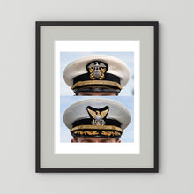 Composite image showing US Navy WWII & US Coast Guard Commander Post WWII Visor Caps
