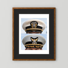 Composite image showing US Navy WWII & US Coast Guard Commander Post WWII Visor Caps