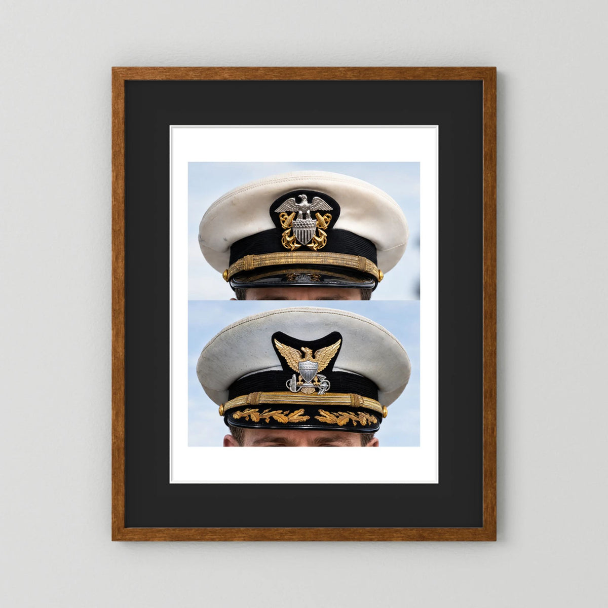 Composite image showing US Navy WWII & US Coast Guard Commander Post WWII Visor Caps