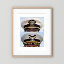Composite image showing US Navy WWII & US Coast Guard Commander Post WWII Visor Caps