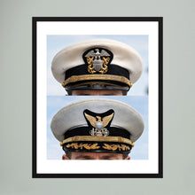 Composite image showing US Navy WWII & US Coast Guard Commander Post WWII Visor Caps