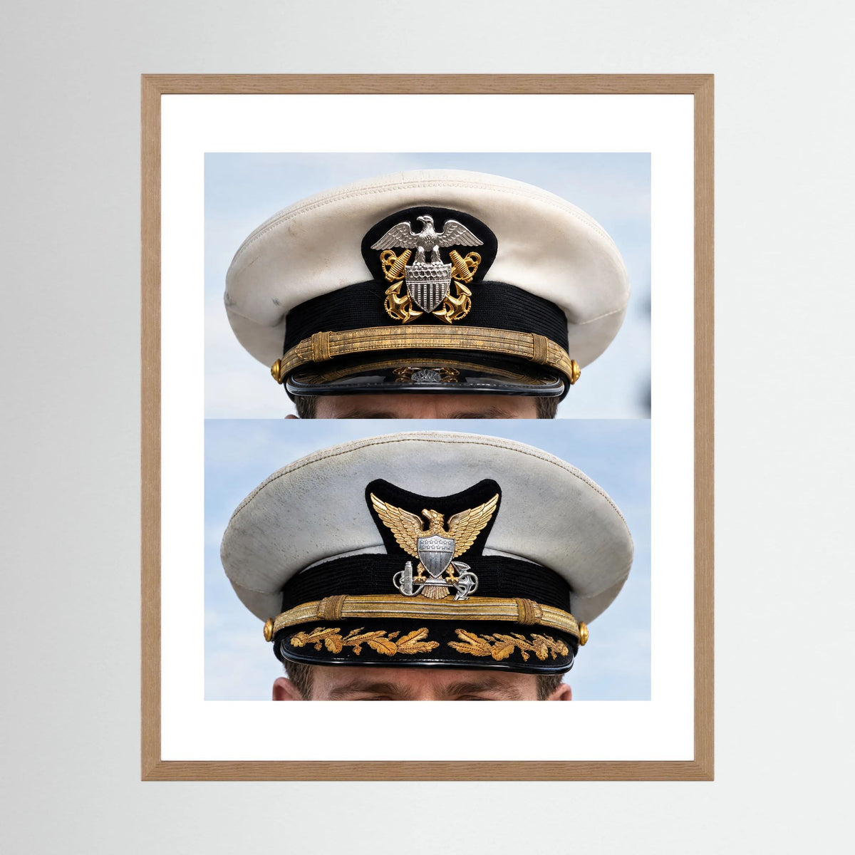 Composite image showing US Navy WWII & US Coast Guard Commander Post WWII Visor Caps