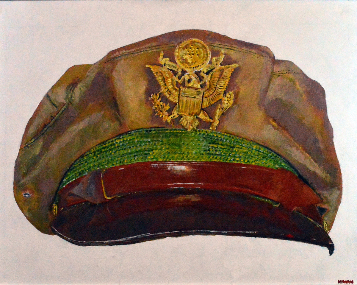 US USAAF WW2 Officer Visor Cap Crusher. Art Print - Art goes to War
