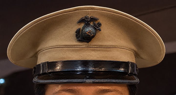 US USMC Marine Corps Officer WW2 Visor Cap. Photograph - Art goes to War