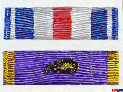 US WW2 Medal Ribbon Bar 4. Silver Star & Purple Heart. Art Print - Art goes to War