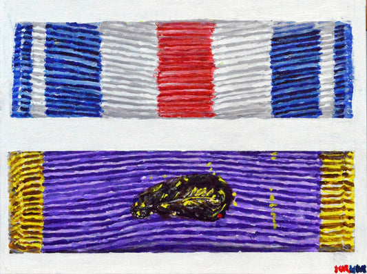 US WW2 Medal Ribbon Bar 4. Silver Star & Purple Heart. Art Print - Art goes to War