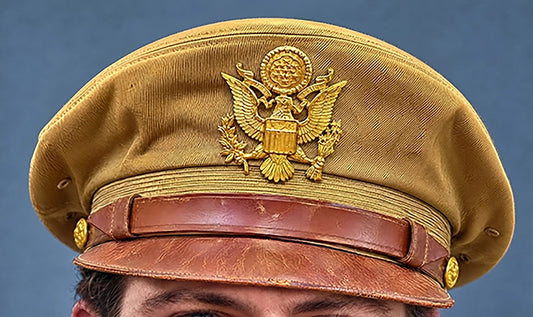 USAAF Crusher "Flighter" Pilot Officer Visor Cap. Photograph - Art goes to War