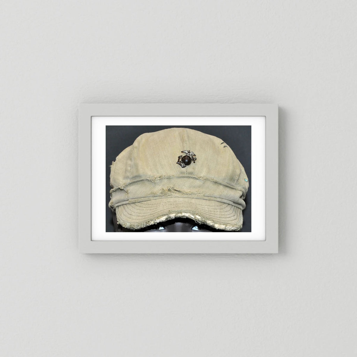 USMC WW2 Cotton Herring Bone Twill (HBT) Pattern Field Cap with Eagle, Globe, Anchor (EGA) Insignia - Art goes to War