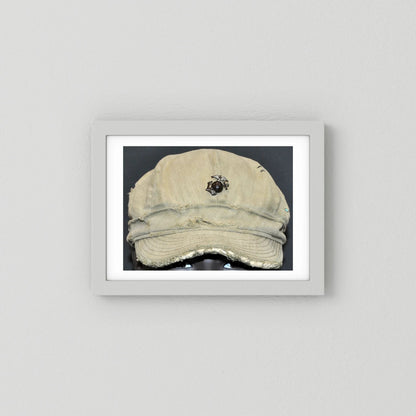 USMC WW2 Cotton Herring Bone Twill (HBT) Pattern Field Cap with Eagle, Globe, Anchor (EGA) Insignia - Art goes to War