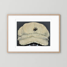 Artwork featuring USMC WW2 Cotton Herring Bone Twill (HBT) Pattern Field Cap with Eagle, Globe, Anchor (EGA) Insignia