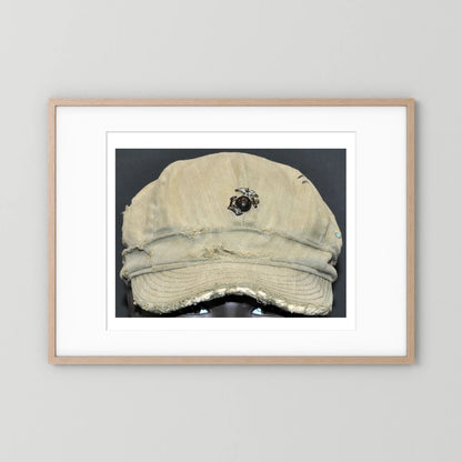 USMC WW2 Cotton Herring Bone Twill (HBT) Pattern Field Cap with Eagle, Globe, Anchor (EGA) Insignia - Art goes to War