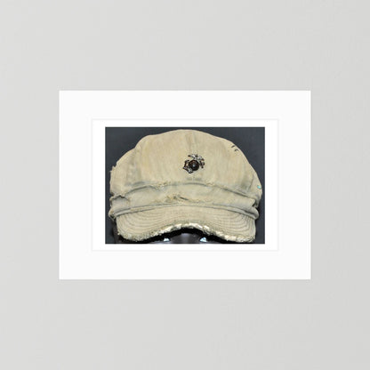 USMC WW2 Cotton Herring Bone Twill (HBT) Pattern Field Cap with Eagle, Globe, Anchor (EGA) Insignia - Art goes to War