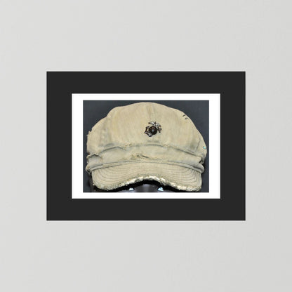 USMC WW2 Cotton Herring Bone Twill (HBT) Pattern Field Cap with Eagle, Globe, Anchor (EGA) Insignia - Art goes to War