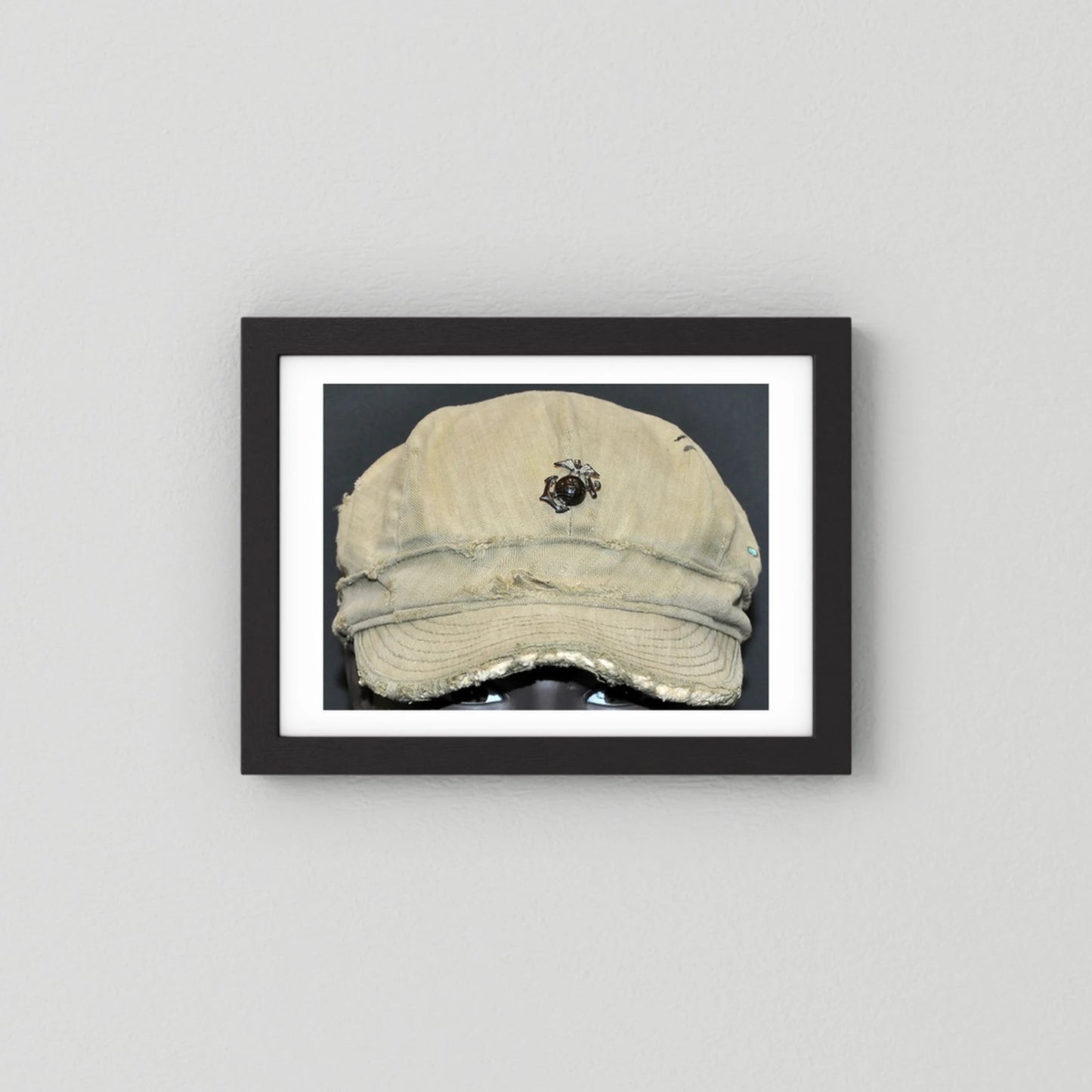 USMC WW2 Cotton Herring Bone Twill (HBT) Pattern Field Cap with Eagle, Globe, Anchor (EGA) Insignia - Art goes to War