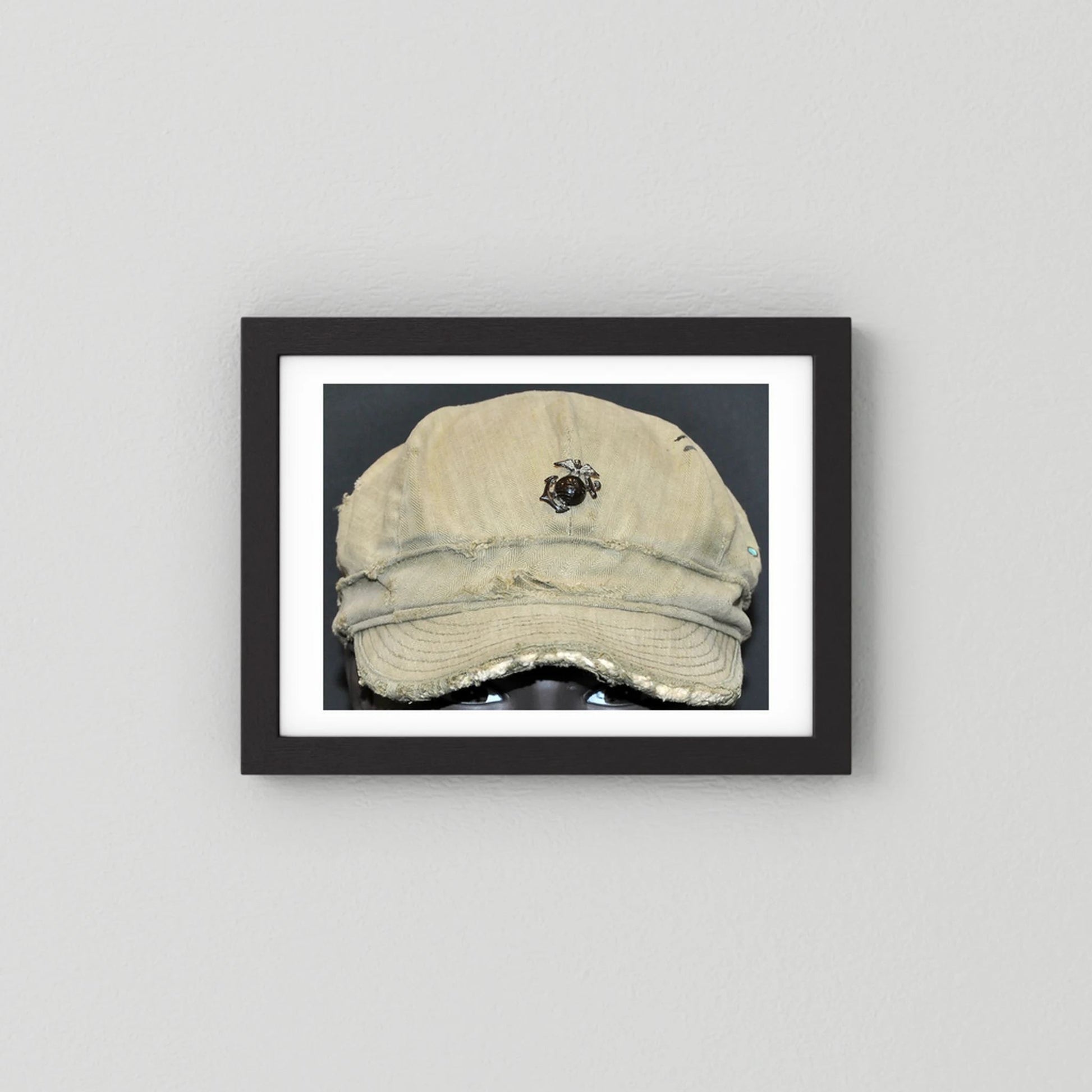USMC WW2 Cotton Herring Bone Twill (HBT) Pattern Field Cap with Eagle, Globe, Anchor (EGA) Insignia - Art goes to War
