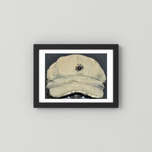 Artwork featuring USMC WW2 Cotton Herring Bone Twill (HBT) Pattern Field Cap with Eagle, Globe, Anchor (EGA) Insignia