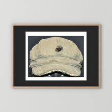 Artwork featuring USMC WW2 Cotton Herring Bone Twill (HBT) Pattern Field Cap with Eagle, Globe, Anchor (EGA) Insignia