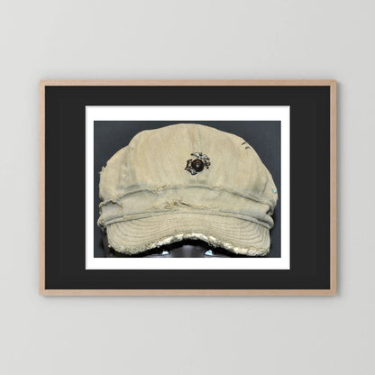 USMC WW2 Cotton Herring Bone Twill (HBT) Pattern Field Cap with Eagle, Globe, Anchor (EGA) Insignia - Art goes to War
