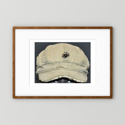USMC WW2 Cotton Herring Bone Twill (HBT) Pattern Field Cap with Eagle, Globe, Anchor (EGA) Insignia - Art goes to War