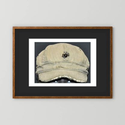 USMC WW2 Cotton Herring Bone Twill (HBT) Pattern Field Cap with Eagle, Globe, Anchor (EGA) Insignia - Art goes to War