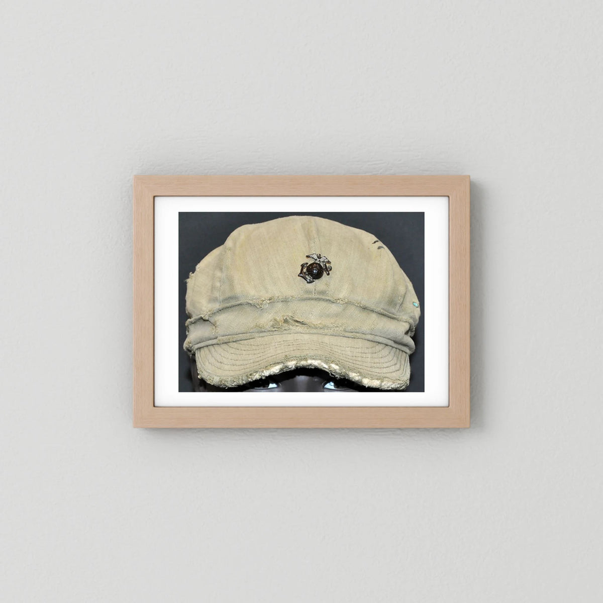 USMC WW2 Cotton Herring Bone Twill (HBT) Pattern Field Cap with Eagle, Globe, Anchor (EGA) Insignia - Art goes to War