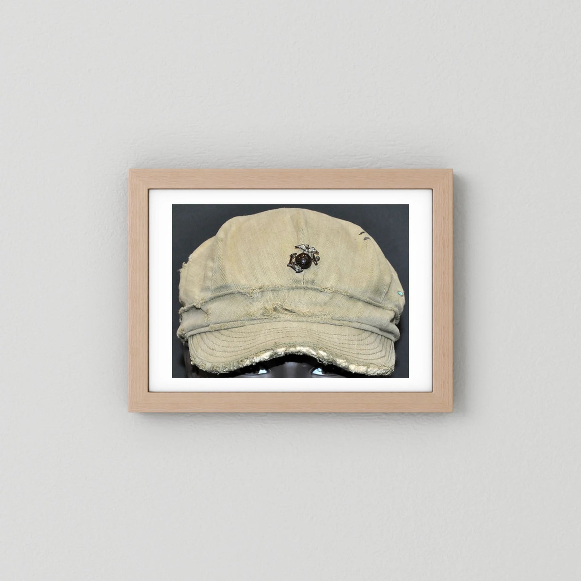USMC WW2 Cotton Herring Bone Twill (HBT) Pattern Field Cap with Eagle, Globe, Anchor (EGA) Insignia - Art goes to War