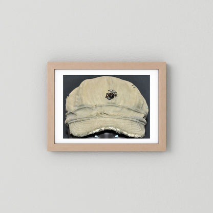 USMC WW2 Cotton Herring Bone Twill (HBT) Pattern Field Cap with Eagle, Globe, Anchor (EGA) Insignia - Art goes to War