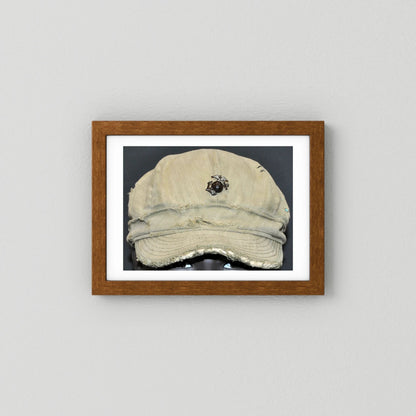 USMC WW2 Cotton Herring Bone Twill (HBT) Pattern Field Cap with Eagle, Globe, Anchor (EGA) Insignia - Art goes to War