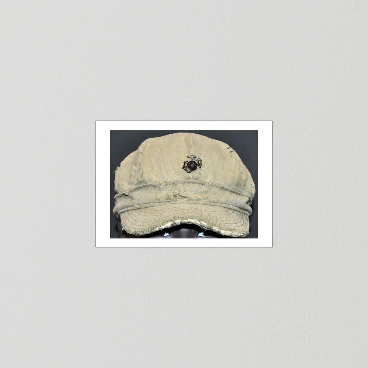 USMC WW2 Cotton Herring Bone Twill (HBT) Pattern Field Cap with Eagle, Globe, Anchor (EGA) Insignia - Art goes to War