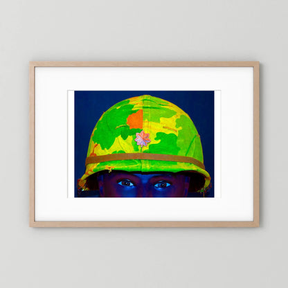 Vietnam M1 Helmet, Michell Camouflage Cover. Color intensified. Single Image - Art goes to War