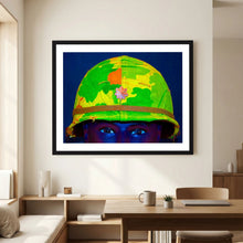 Vietnam M1 Helmet, Michell Camouflage Cover. Color intensified. Single Image — artwork presentation mockup