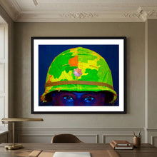 Vietnam M1 Helmet, Michell Camouflage Cover. Color intensified. Single Image — artwork presentation mockup