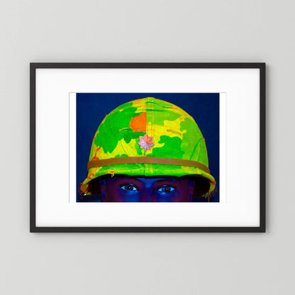 Vietnam M1 Helmet, Michell Camouflage Cover. Color intensified. Single Image - Art goes to War