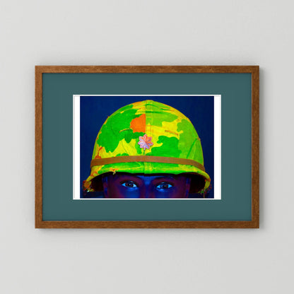 Vietnam M1 Helmet, Michell Camouflage Cover. Color intensified. Single Image - Art goes to War