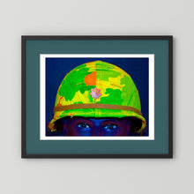 Vietnam M1 Helmet, Michell Camouflage Cover. Color intensified. Single Image — artwork presentation mockup