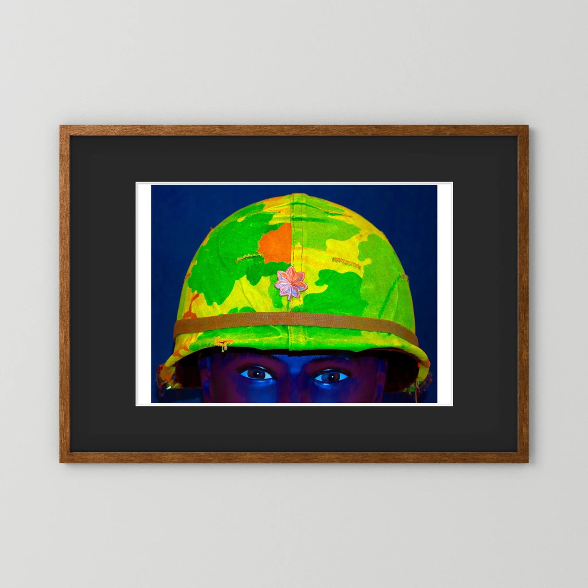 Vietnam M1 Helmet, Michell Camouflage Cover. Color intensified. Single Image - Art goes to War