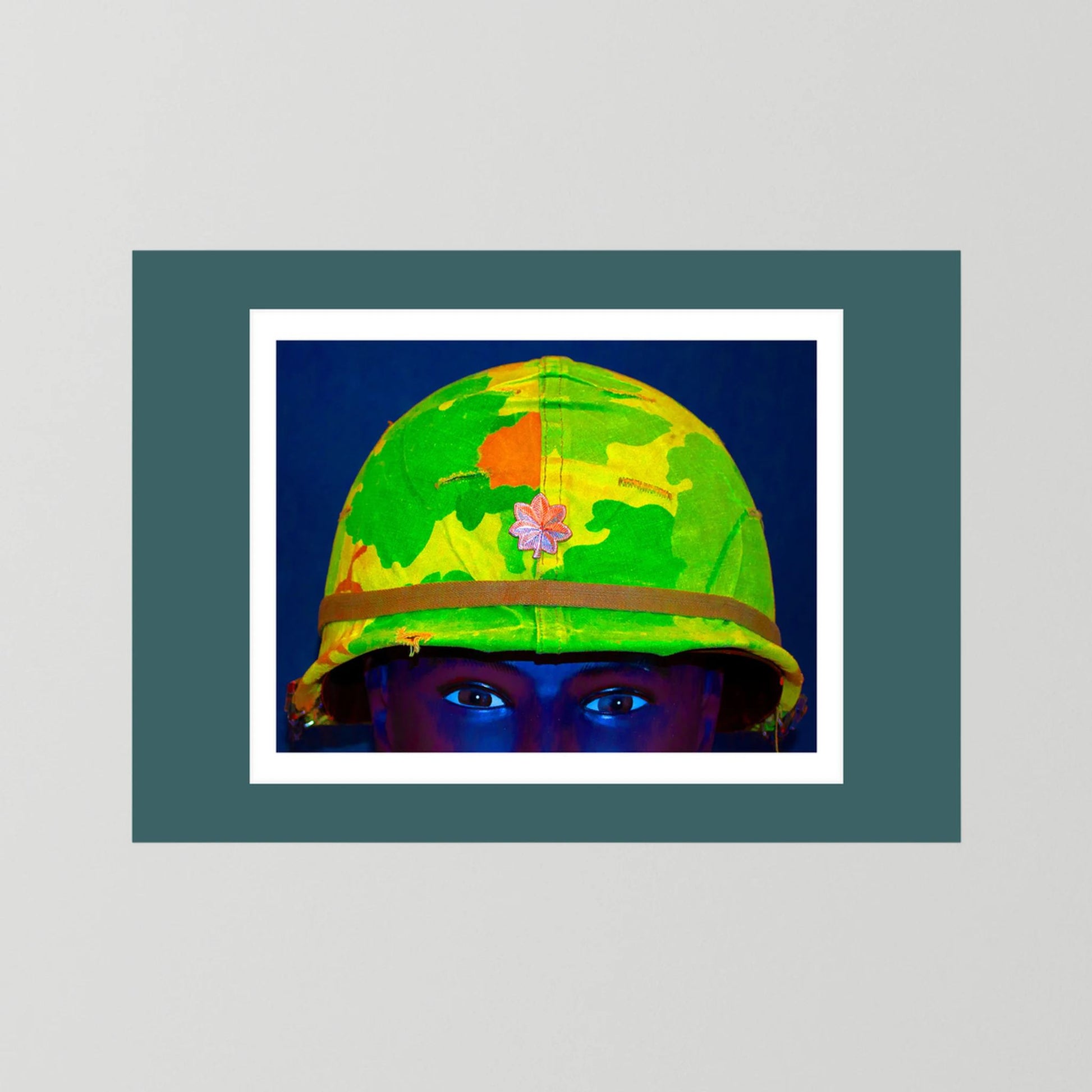 Vietnam M1 Helmet, Michell Camouflage Cover. Color intensified. Single Image - Art goes to War