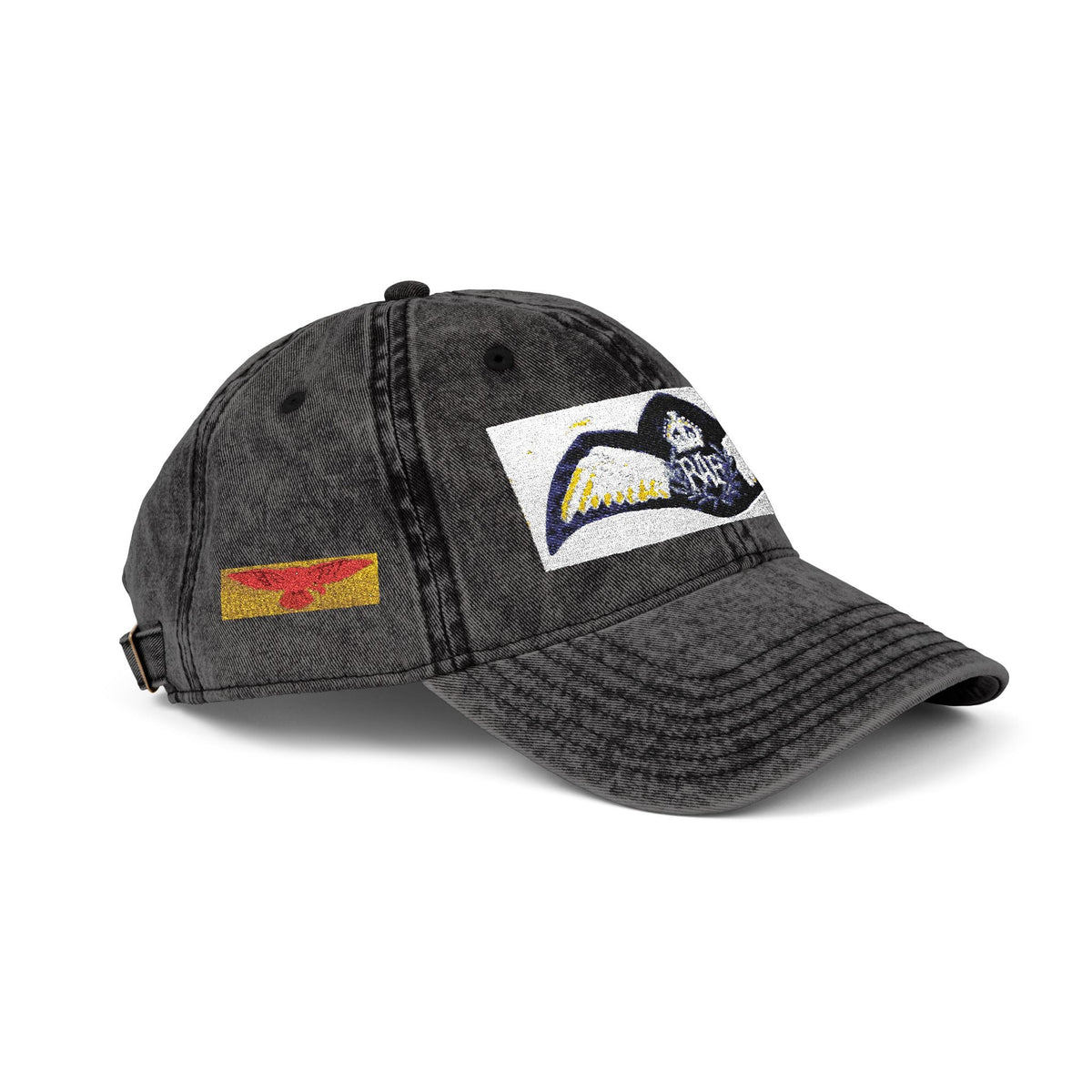 Vintage Embroidered Baseball Cap — Retro World War Two Royal Air Force Pilot Brevet Patch — product photograph