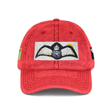 Artwork featuring Vintage Embroidered Bat Cap — Retro Baseball Hat with WW2 Royal Air Force Pilot Insignia