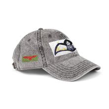Artwork featuring Vintage Embroidered Bat Cap — Retro Baseball Hat with WW2 Royal Air Force Pilot Insignia