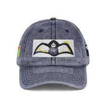 Artwork featuring Vintage Embroidered Bat Cap — Retro Baseball Hat with WW2 Royal Air Force Pilot Insignia