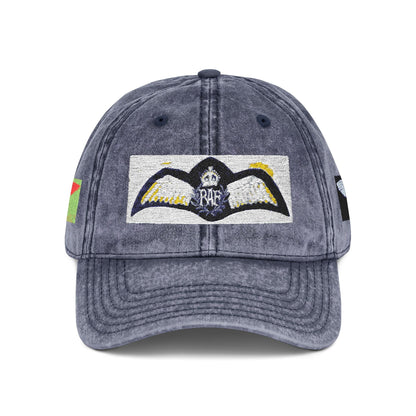Vintage Embroidered Bat Cap — Retro Baseball Hat with WW2 Royal Air Force Pilot Insignia - Art goes to War