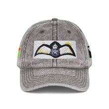 Artwork featuring Vintage Embroidered Bat Cap — Retro Baseball Hat with WW2 Royal Air Force Pilot Insignia