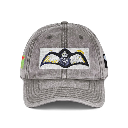 Vintage Embroidered Bat Cap — Retro Baseball Hat with WW2 Royal Air Force Pilot Insignia - Art goes to War