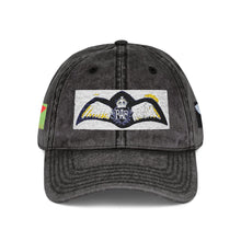 Artwork featuring Vintage Embroidered Bat Cap — Retro Baseball Hat with WW2 Royal Air Force Pilot Insignia