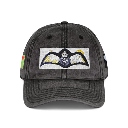 Vintage Embroidered Bat Cap — Retro Baseball Hat with WW2 Royal Air Force Pilot Insignia - Art goes to War