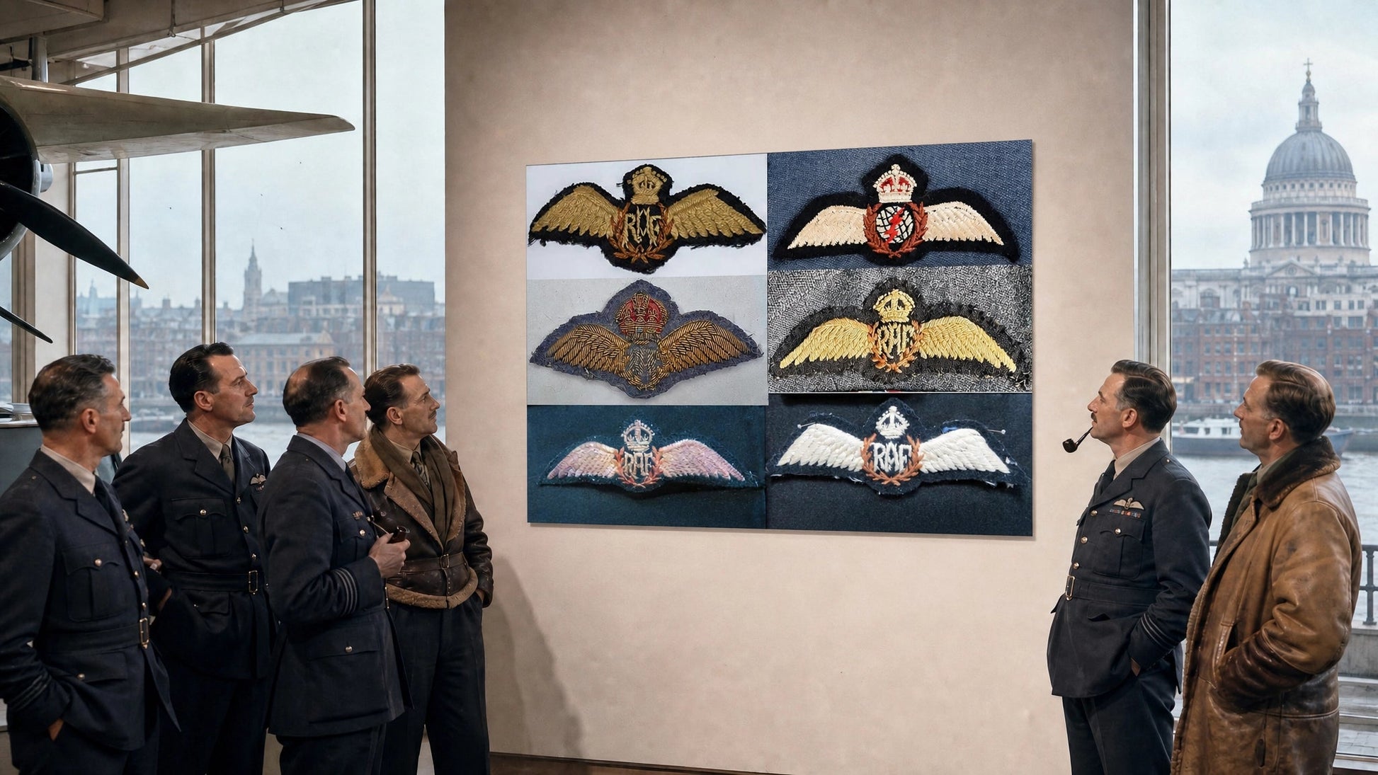 World War II RCAF Navigator/Radio Operator Crew & RAF Pilot Wings. Series of Three. Photograph - Art goes to War