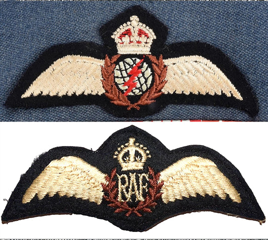 World War II Royal Air Force (RAF) Pilot Wings. Three variants. Photograph - Art goes to War